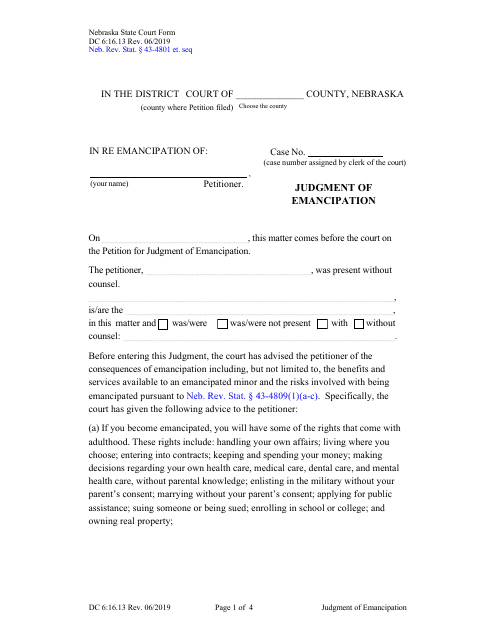 Form DC6:16.13  Printable Pdf