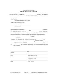 Document preview: Form DC6:16.12 Legal Notice for Emancipation of a Minor - Nebraska