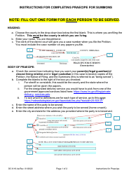 Document preview: Instructions for Form DC6:16.4 Praecipe for Summons (Emancipation) - Nebraska