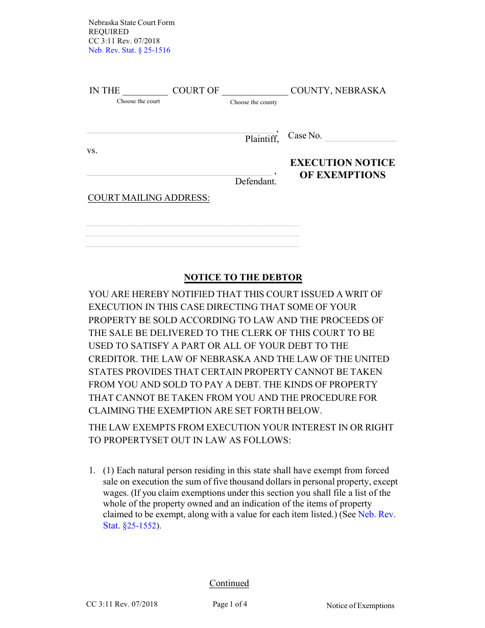 Form Cc311 Fill Out Sign Online And Download Fillable Pdf Nebraska Templateroller 1633