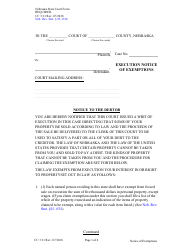 Form CC3:11 Execution - Notice of Exemptions - Nebraska