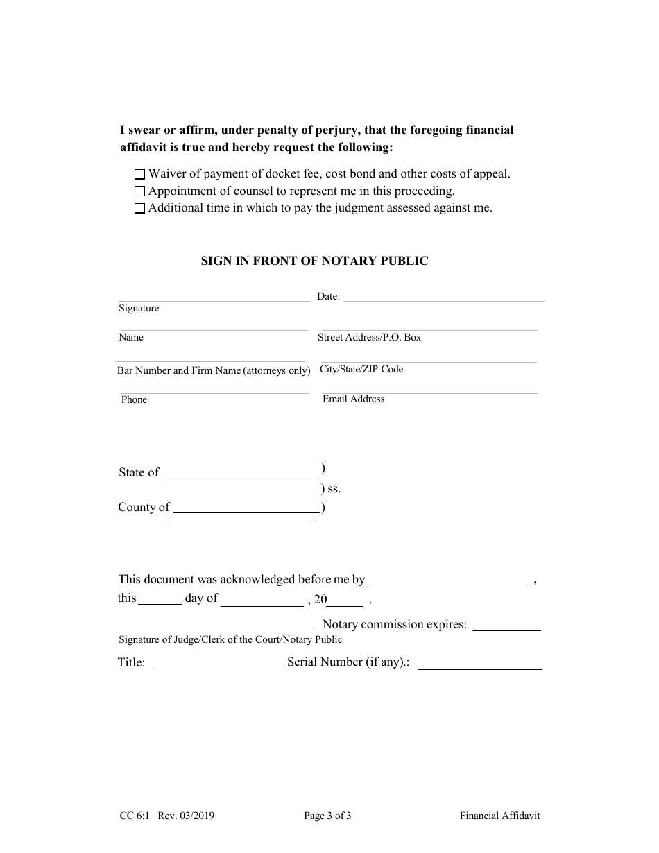 Form CC6:1 Financial Affidavit - Nebraska, Page 3