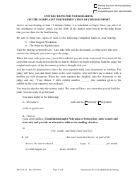 Document preview: Form DC6:14.13 Instructions for Your Hearing on the Complaint for Modification of Child Support - Nebraska
