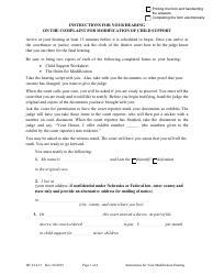 Form DC6:14.13 Instructions for Your Hearing on the Complaint for Modification of Child Support - Nebraska