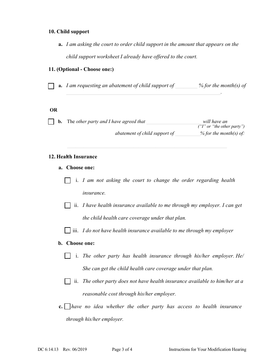 Form DC6:14.13 Instructions for Your Hearing on the Complaint for Modification of Child Support - Nebraska, Page 3