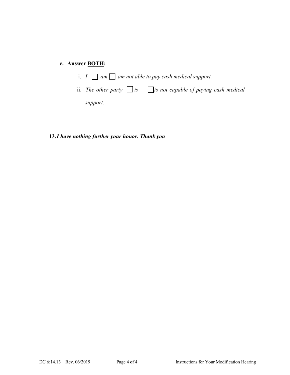 Form DC6:14.13 Instructions for Your Hearing on the Complaint for Modification of Child Support - Nebraska, Page 4