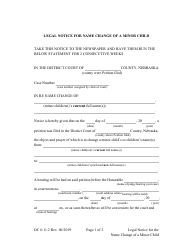 Document preview: Form DC6:11.2 Legal Notice for Name Change of a Minor Child - Nebraska