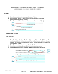 Document preview: Instructions for Form DC6:11.2 Legal Notice for Name Change of a Minor Child or Children - Nebraska