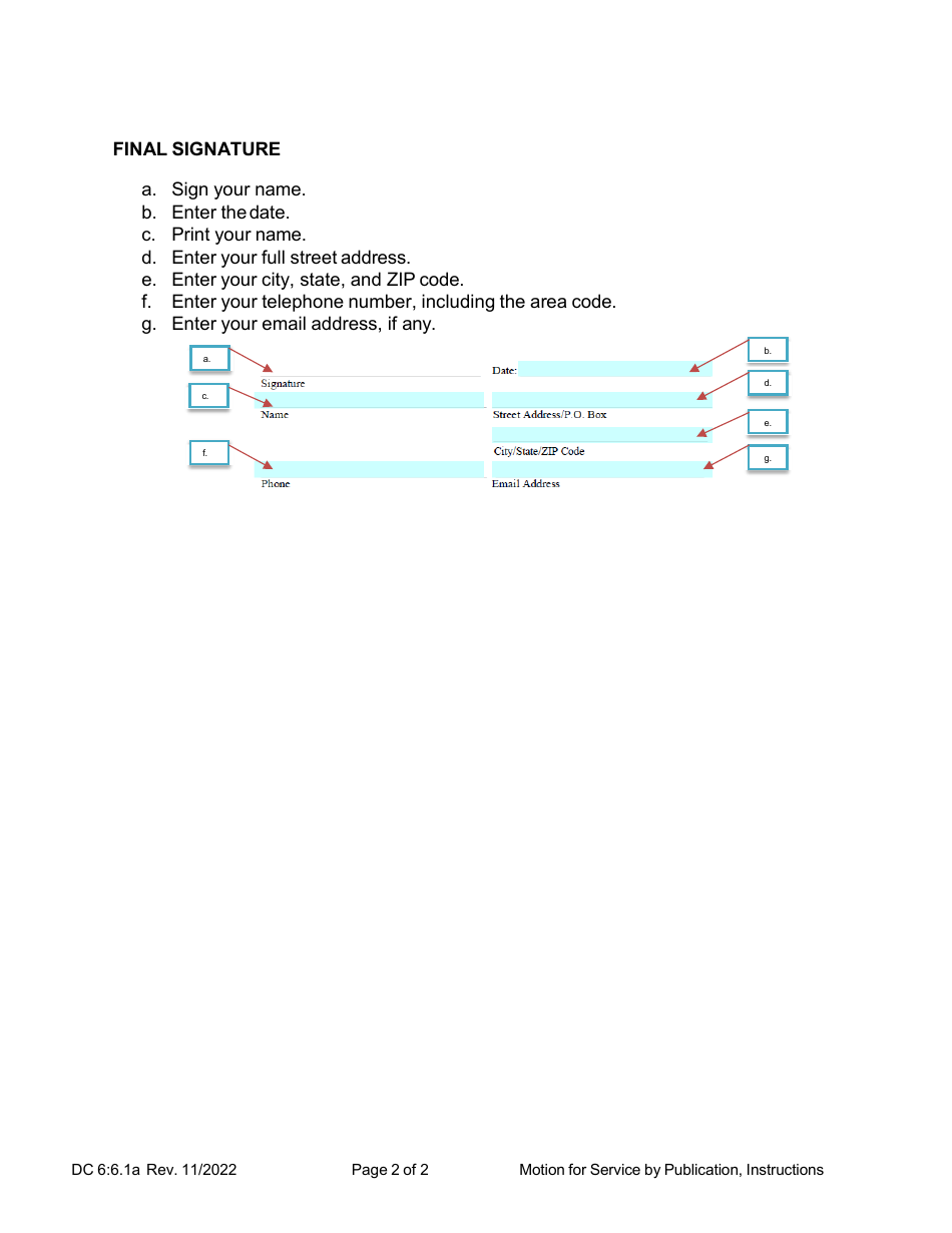 Instructions for Form DC6:6.1 Motion for Service by Publication - Nebraska, Page 2