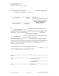 Document preview: Form DC6:6.4 Notice of Divorce Proceeding - Nebraska