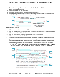 Document preview: Instructions for Form DC6:6.4 Notice of Divorce Proceeding - Nebraska