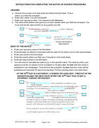 Instructions for Form DC6:6.4 Notice of Divorce Proceeding - Nebraska
