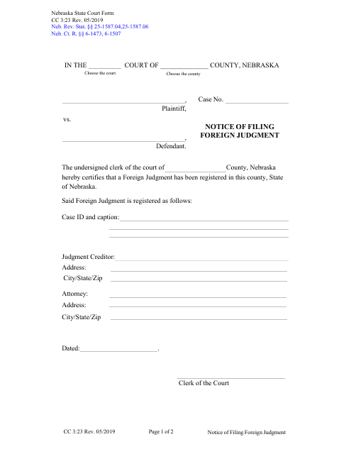 Form CC3:23  Printable Pdf