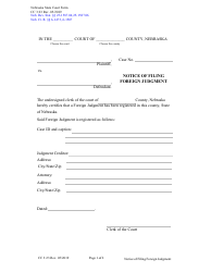 Form CC3:23 Notice of Filing Foreign Judgment - Nebraska