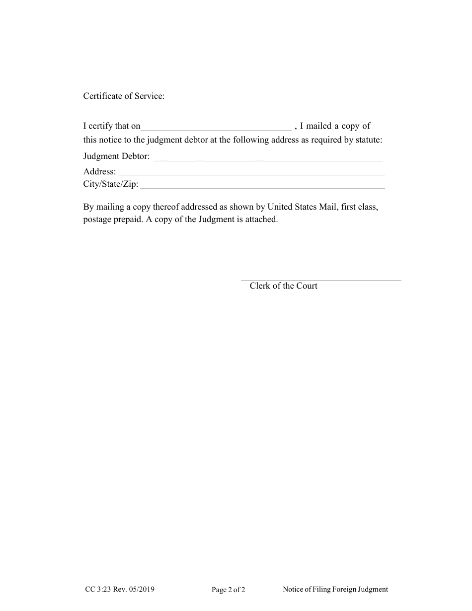 Form CC3:23 Notice of Filing Foreign Judgment - Nebraska, Page 2