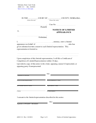Document preview: Form ASD3:11 Notice of Limited Appearance - Nebraska