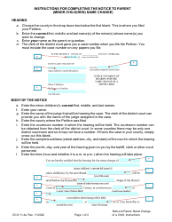 Instructions for Form DC6:11.4 Notice to Parent of Hearing for the Name Change of a Minor Child - Nebraska