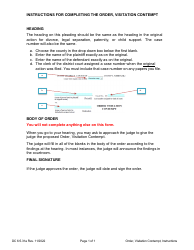 Document preview: Instructions for Form DC6:5.31 Order - Visitation Contempt - Nebraska