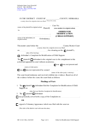 Form DC6:14.12 Order for Modification (Child Support) - Nebraska