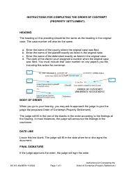 Document preview: Instructions for Form DC6:5.46 Order of Contempt (Property Settlement) - Nebraska
