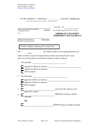 Document preview: Form DC6:5.46 Order of Contempt (Property Settlement) - Nebraska