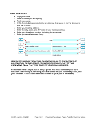 Instructions for Form DC6:5.14 Parenting Plan (Absent Parent, Plaintiff&#039;s Use) - Nebraska, Page 2