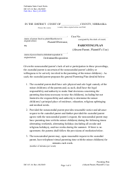 Document preview: Form DC6:5.14 Parenting Plan (Absent Parent, Plaintiff&#039;s Use) - Nebraska
