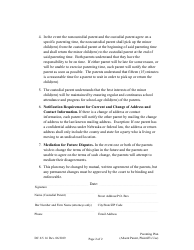 Form DC6:5.14 Parenting Plan (Absent Parent, Plaintiff&#039;s Use) - Nebraska, Page 2