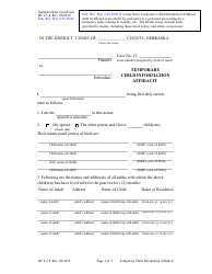 Form DC6:5.8 Temporary Child Information Affidavit - Nebraska