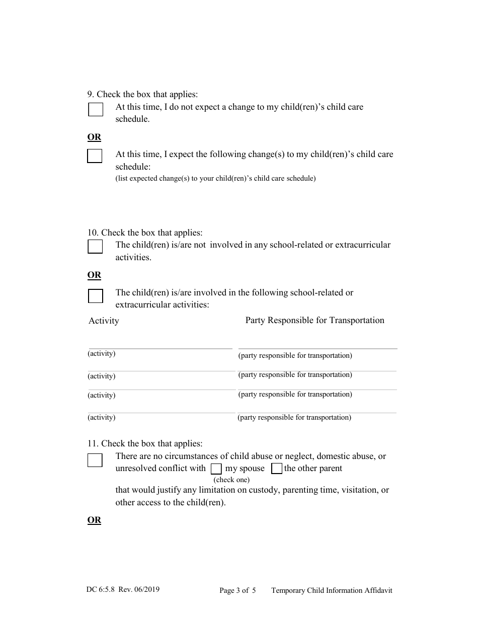 Form DC6:5.8 Temporary Child Information Affidavit - Nebraska, Page 3