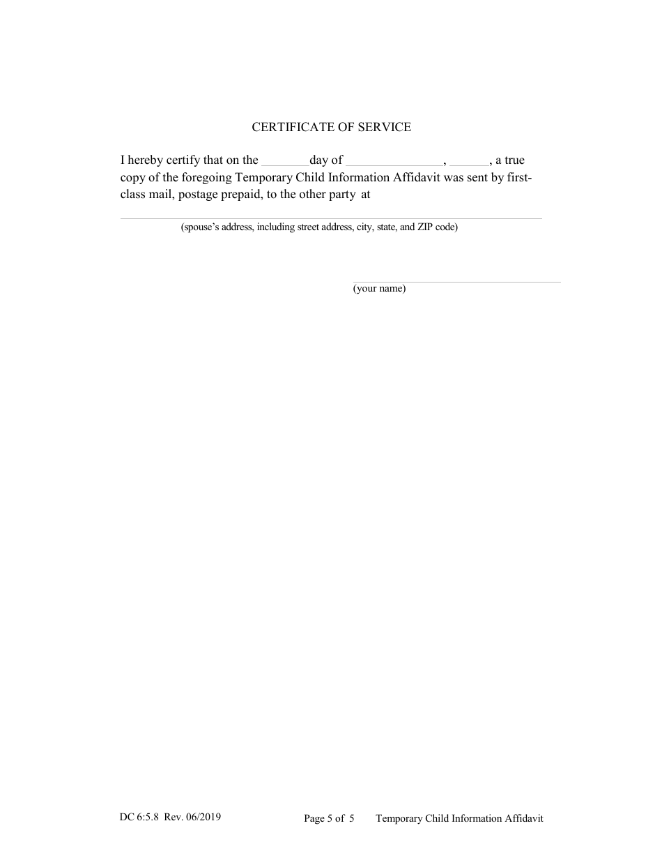 Form DC6:5.8 Temporary Child Information Affidavit - Nebraska, Page 5