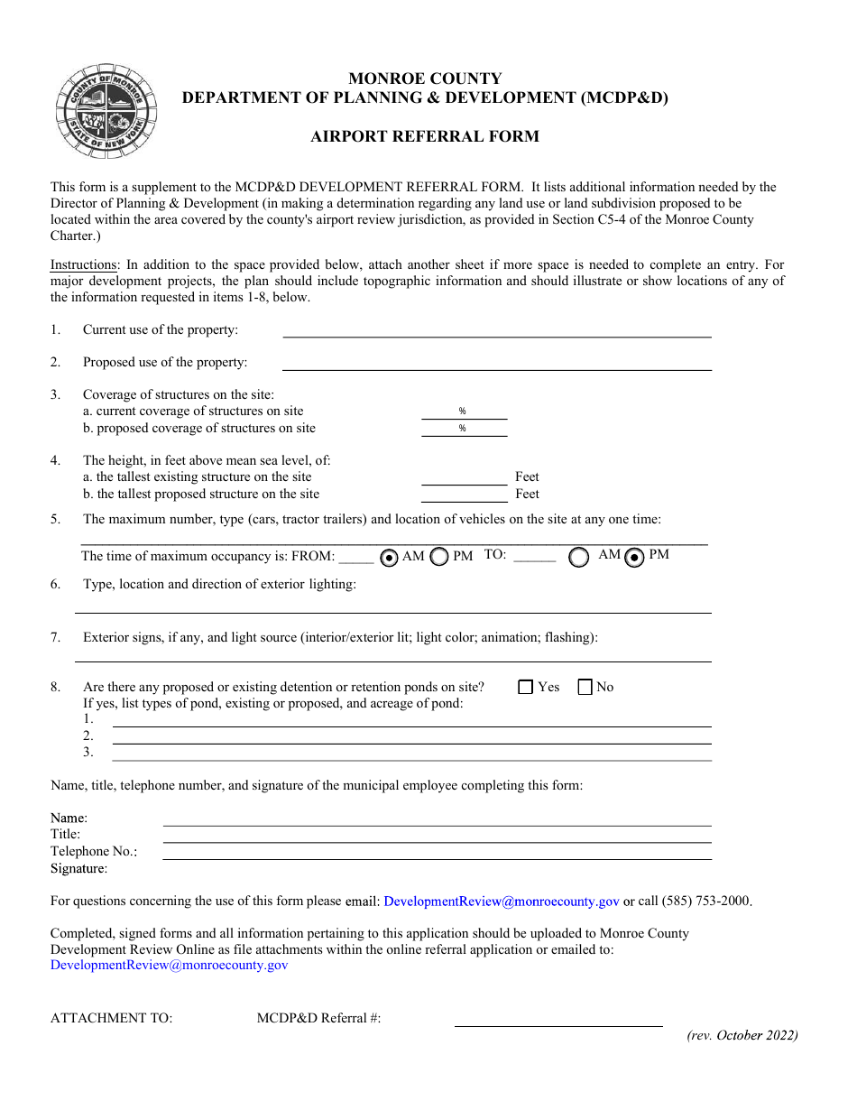 Monroe County, New York Airport Referral Form - Fill Out, Sign Online ...