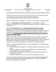 Property Tax Appeal Answer Form - Special Assessment - Michigan, Page 3