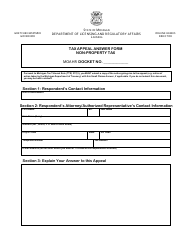 Document preview: Tax Appeal Answer Form - Non-property Tax - Michigan