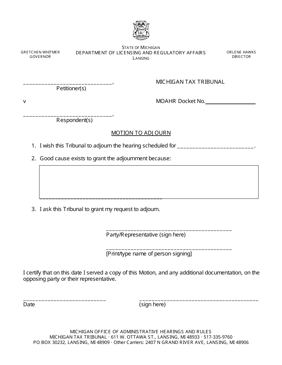 Michigan Motion to Adjourn Download Fillable PDF Templateroller Michigan Motion to Adjourn Download Fillable PDF Templateroller