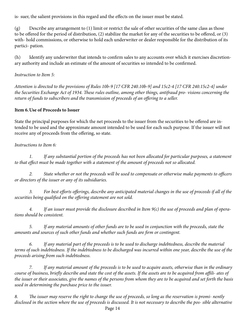 Form 1-A (SEC Form 0486) Regulation a Offering Statement Under the Securities Act of 1933, Page 14