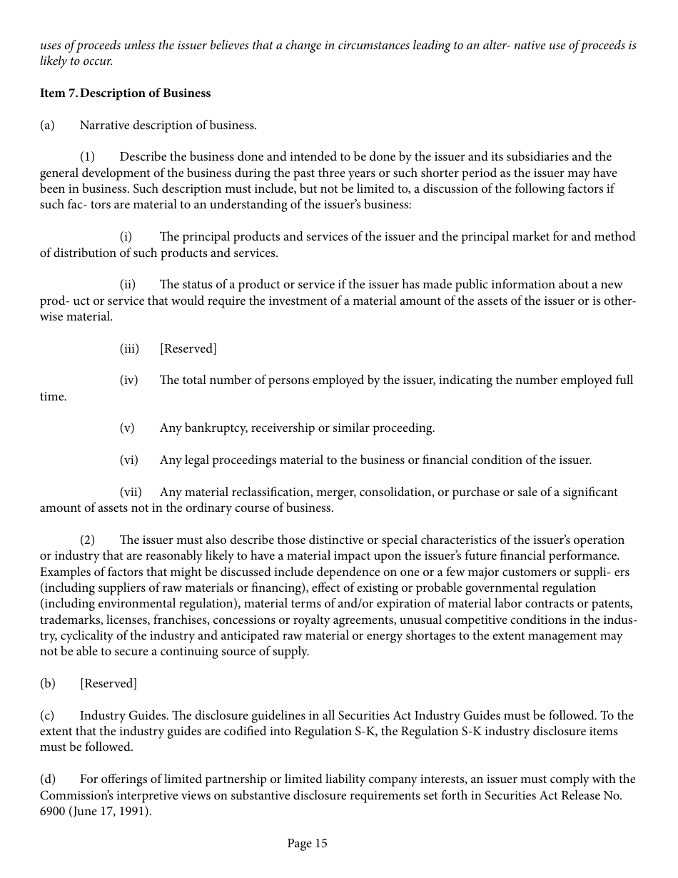 Form 1-A (SEC Form 0486) Regulation a Offering Statement Under the Securities Act of 1933, Page 15