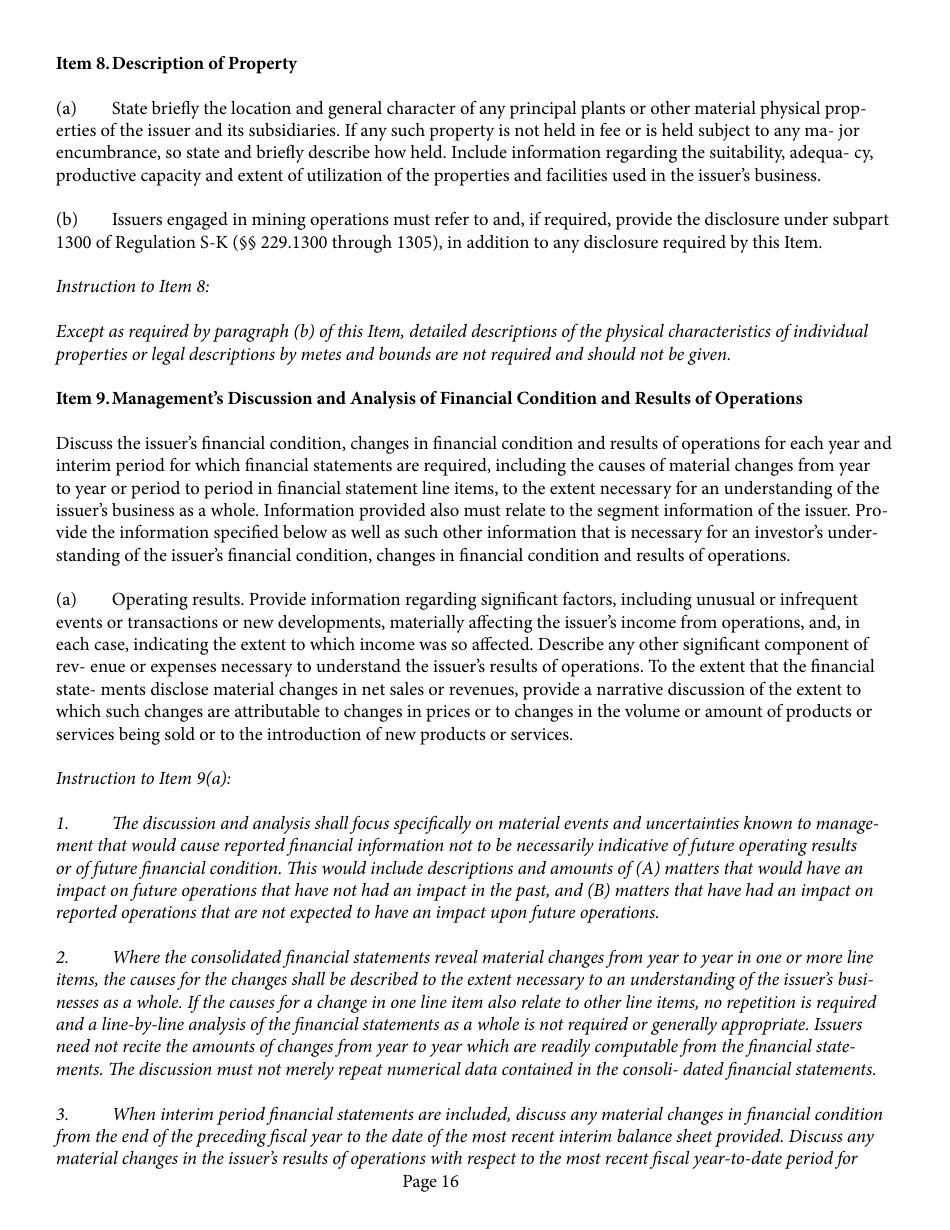 Form 1-A (SEC Form 0486) Regulation a Offering Statement Under the Securities Act of 1933, Page 16
