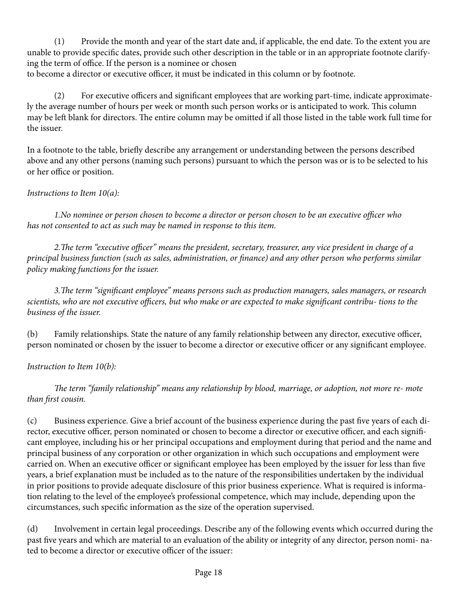 Form 1-A (SEC Form 0486) Regulation a Offering Statement Under the Securities Act of 1933, Page 18