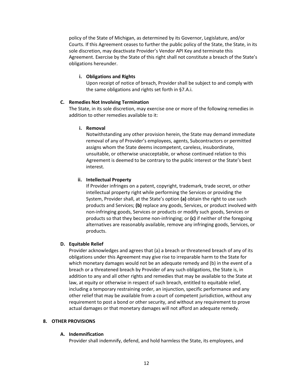 Metrc Application Programming Interface Confidentiality  User Agreement - Michigan, Page 12
