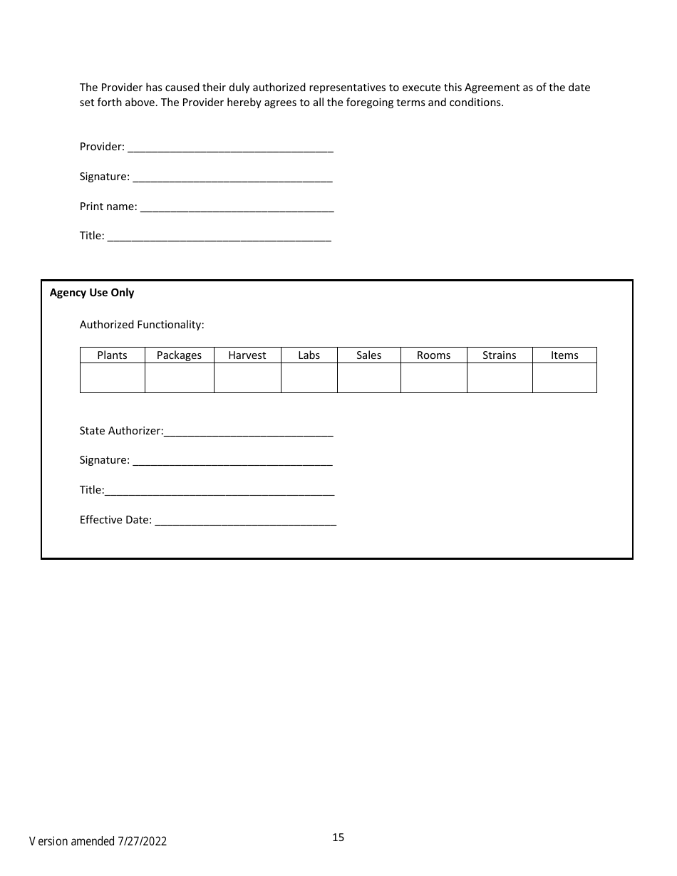 Metrc Application Programming Interface Confidentiality  User Agreement - Michigan, Page 15