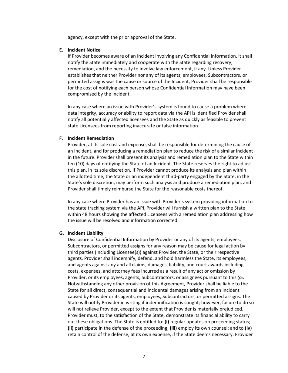 Metrc Application Programming Interface Confidentiality  User Agreement - Michigan, Page 7