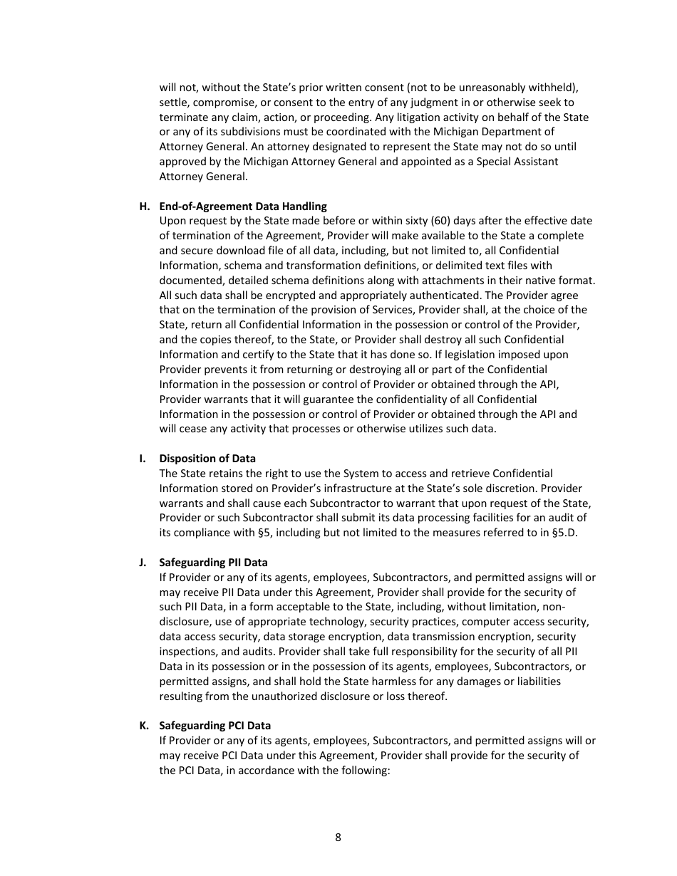 Metrc Application Programming Interface Confidentiality  User Agreement - Michigan, Page 8