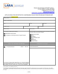 Form BCHS-QI-9004 Application for Interpreter Continuing Education Program Sponsorship - Michigan