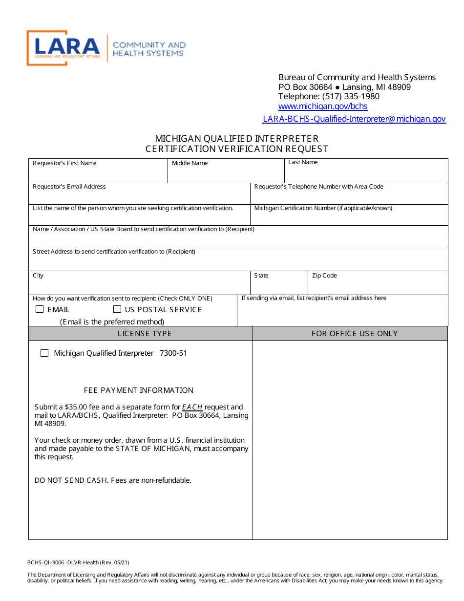 Form BCHS QI 9006 Fill Out Sign Online and Download Fillable PDF