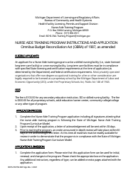 Nurse Aide Training Program Application - Michigan