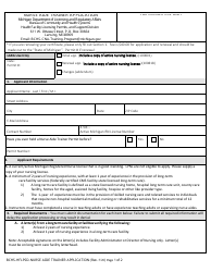 Document preview: Nurse Aide Trainer Application - Michigan