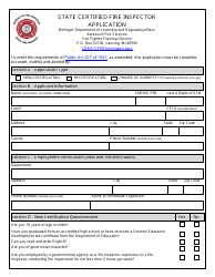Document preview: State Certified Fire Inspector Application - Michigan