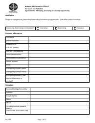 Form HR1:35 Application for Internship, Externship or Volunteer Opportunity - Nebraska