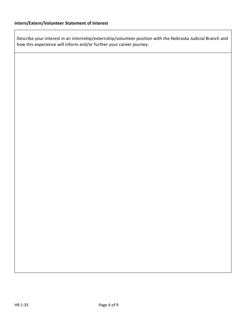 Form HR1:35 Application for Internship, Externship or Volunteer Opportunity - Nebraska, Page 4